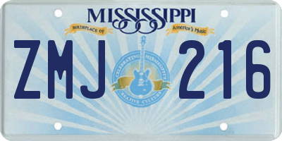 MS license plate ZMJ216