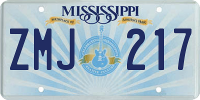 MS license plate ZMJ217