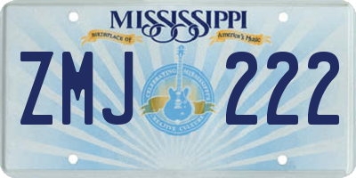 MS license plate ZMJ222