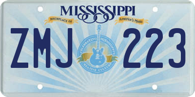 MS license plate ZMJ223