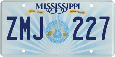 MS license plate ZMJ227