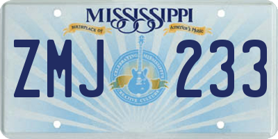 MS license plate ZMJ233