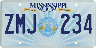 MS license plate ZMJ234
