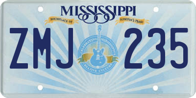 MS license plate ZMJ235