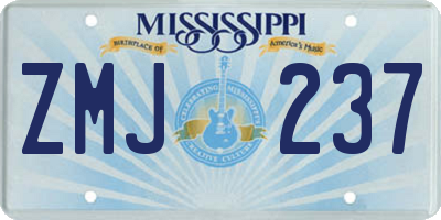 MS license plate ZMJ237