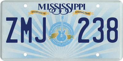 MS license plate ZMJ238