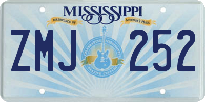 MS license plate ZMJ252