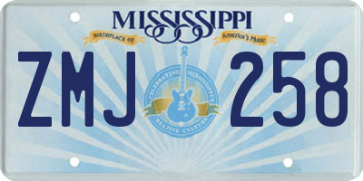 MS license plate ZMJ258