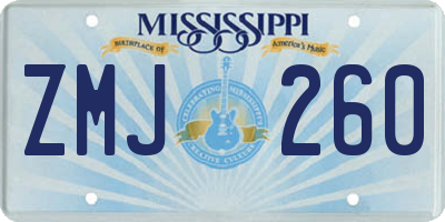 MS license plate ZMJ260