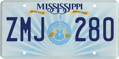 MS license plate ZMJ280