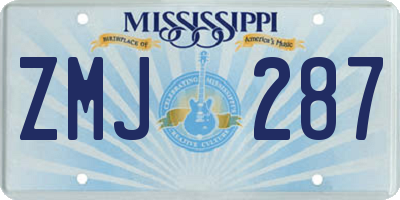 MS license plate ZMJ287