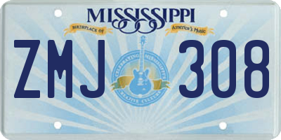 MS license plate ZMJ308