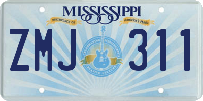 MS license plate ZMJ311