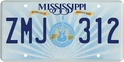 MS license plate ZMJ312
