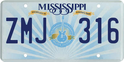 MS license plate ZMJ316