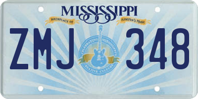 MS license plate ZMJ348