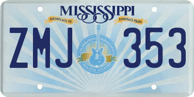 MS license plate ZMJ353