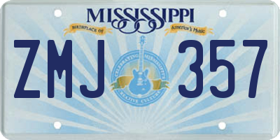 MS license plate ZMJ357