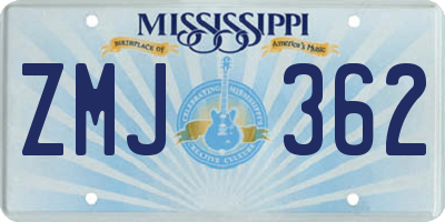 MS license plate ZMJ362