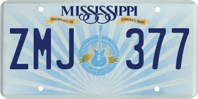 MS license plate ZMJ377