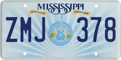 MS license plate ZMJ378