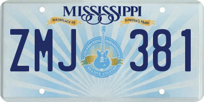 MS license plate ZMJ381