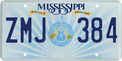 MS license plate ZMJ384