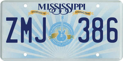 MS license plate ZMJ386