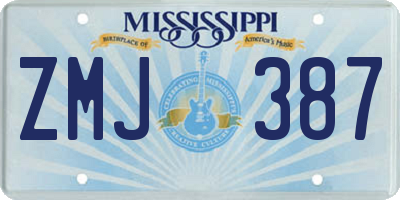 MS license plate ZMJ387
