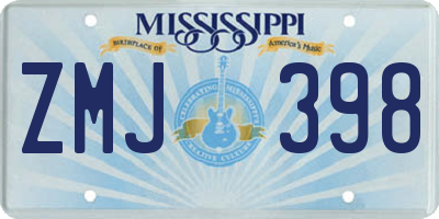 MS license plate ZMJ398