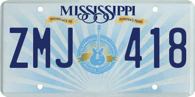 MS license plate ZMJ418