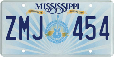 MS license plate ZMJ454