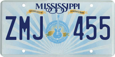 MS license plate ZMJ455