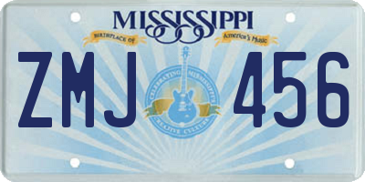 MS license plate ZMJ456