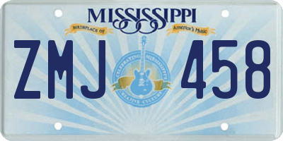 MS license plate ZMJ458