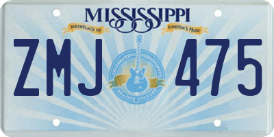 MS license plate ZMJ475