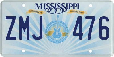 MS license plate ZMJ476