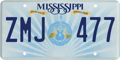 MS license plate ZMJ477
