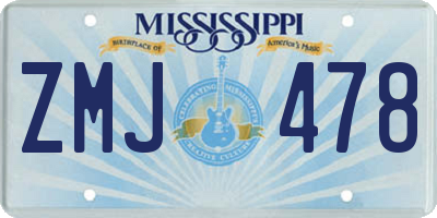 MS license plate ZMJ478
