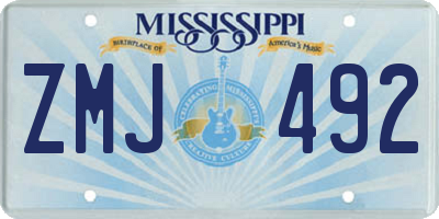 MS license plate ZMJ492