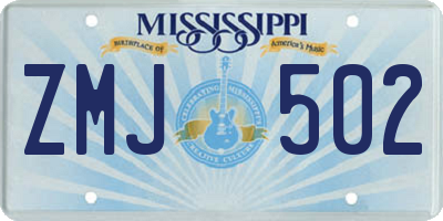 MS license plate ZMJ502