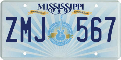 MS license plate ZMJ567