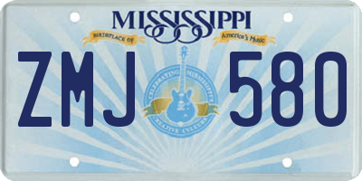 MS license plate ZMJ580