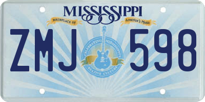 MS license plate ZMJ598