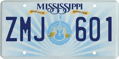 MS license plate ZMJ601