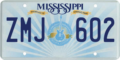 MS license plate ZMJ602