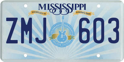 MS license plate ZMJ603