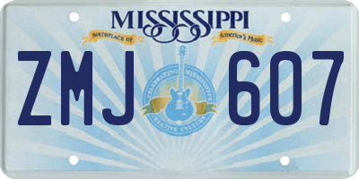 MS license plate ZMJ607
