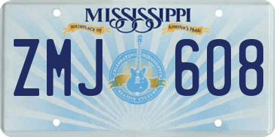 MS license plate ZMJ608