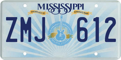 MS license plate ZMJ612